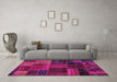 Machine Washable Oriental Pink Modern Rug in a Living Room, wshabs5665pnk