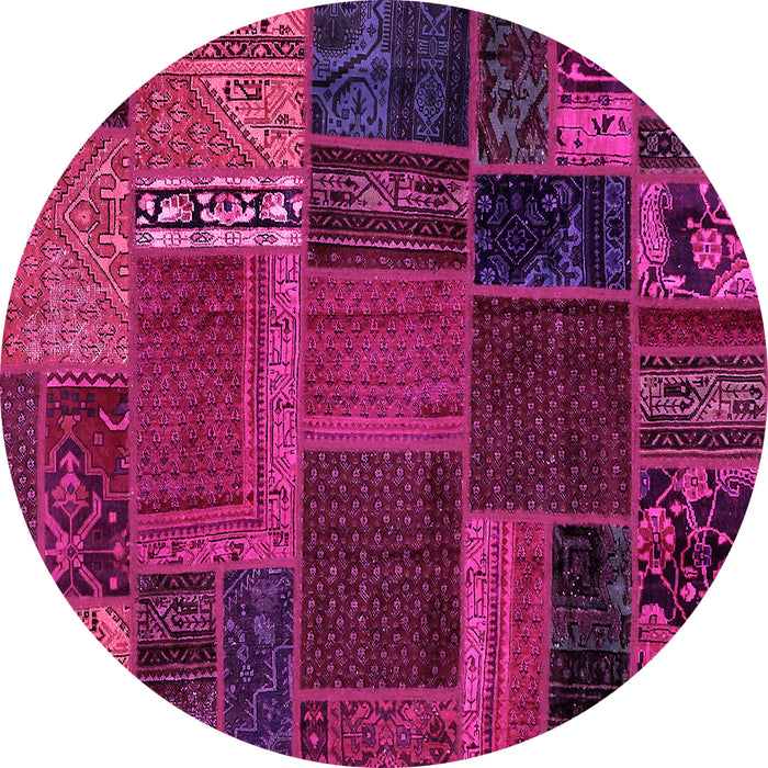 Round Oriental Pink Modern Rug, abs5665pnk