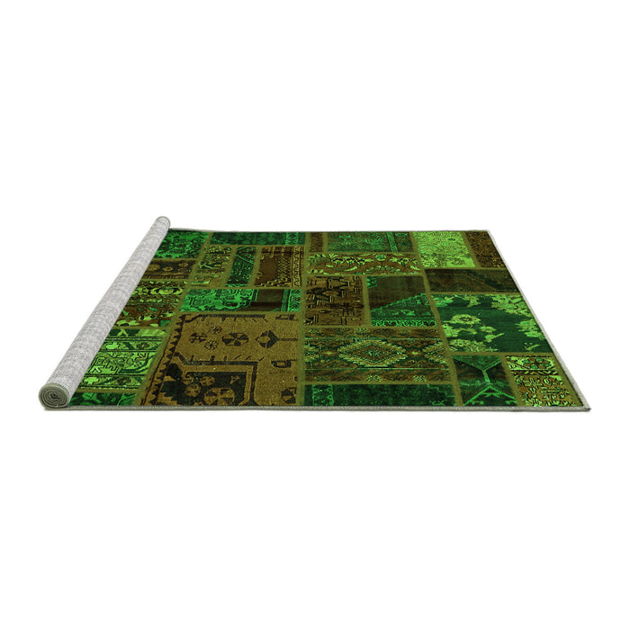 Sideview of Machine Washable Oriental Green Modern Area Rugs, wshabs5666grn