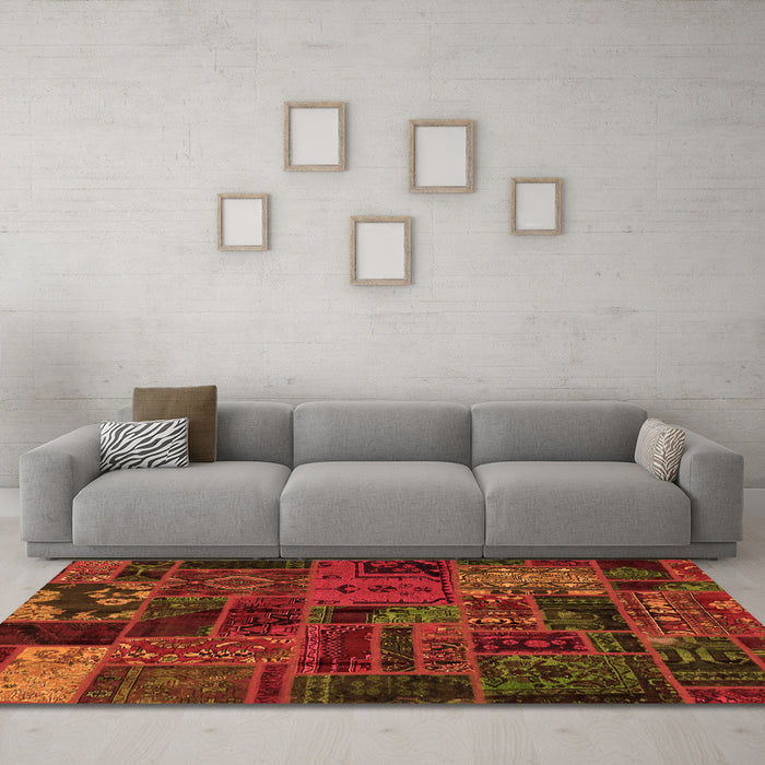 Machine Washable Oriental Orange Modern Area Rugs in a Living Room, wshabs5666org