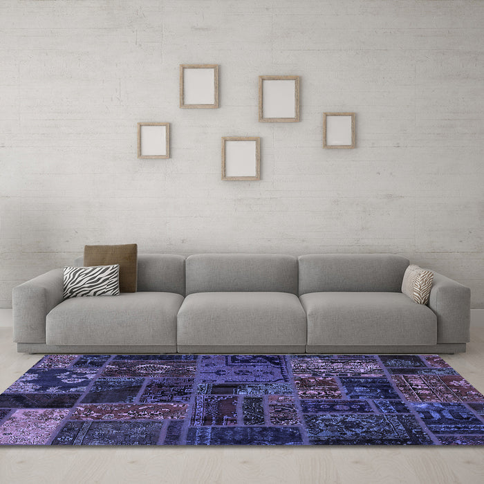Machine Washable Oriental Blue Modern Rug in a Living Room, wshabs5666blu