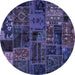 Round Oriental Blue Modern Rug, abs5666blu