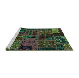 Sideview of Machine Washable Oriental Turquoise Modern Area Rugs, wshabs5666turq