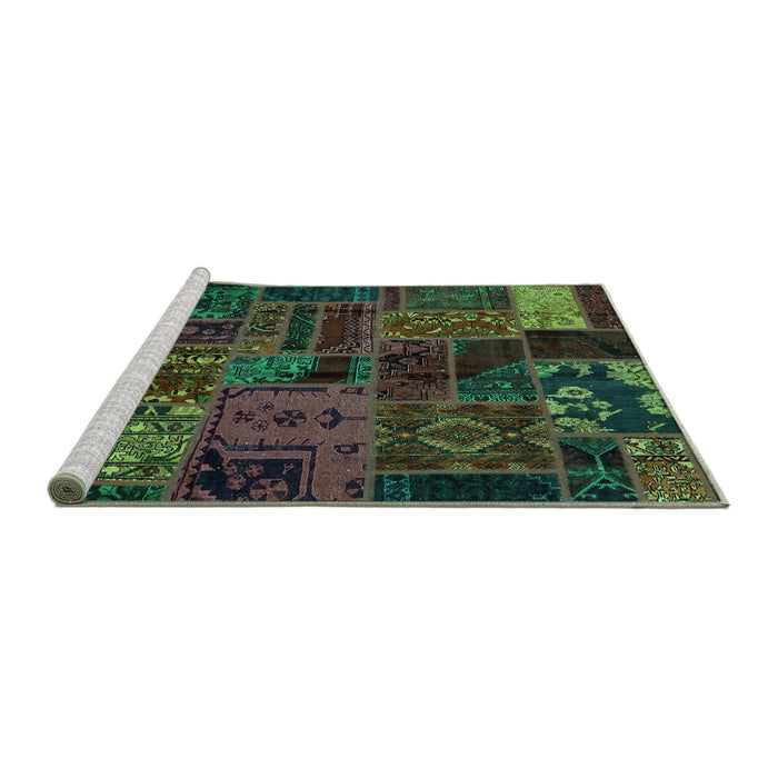 Sideview of Machine Washable Oriental Turquoise Modern Area Rugs, wshabs5666turq