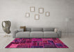 Machine Washable Oriental Pink Modern Rug in a Living Room, wshabs5666pnk