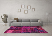 Machine Washable Oriental Pink Modern Rug, wshabs5666pnk