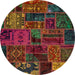 Round Machine Washable Abstract Red Brown Rug, wshabs5666