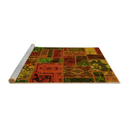 Sideview of Machine Washable Oriental Yellow Modern Rug, wshabs5666yw
