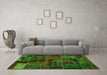 Machine Washable Oriental Green Modern Area Rugs in a Living Room,, wshabs5666grn