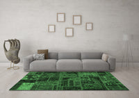 Machine Washable Oriental Emerald Green Modern Rug, wshabs5666emgrn