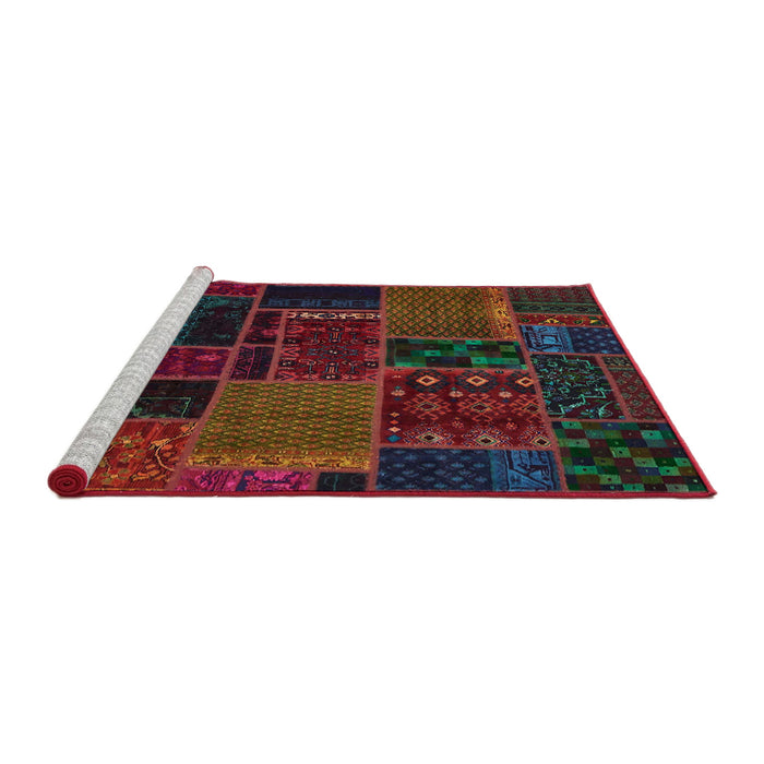 Sideview of Machine Washable Abstract Burgundy Red Rug, wshabs5667