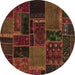 Round Oriental Brown Modern Rug, abs5667brn