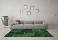 Machine Washable Oriental Emerald Green Modern Rug, wshabs5667emgrn