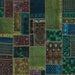 Square Machine Washable Oriental Turquoise Modern Area Rugs, wshabs5667turq