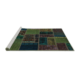 Sideview of Machine Washable Oriental Turquoise Modern Area Rugs, wshabs5667turq