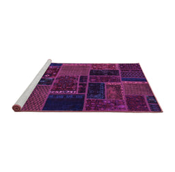 Sideview of Machine Washable Oriental Purple Modern Area Rugs, wshabs5667pur