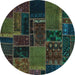 Round Oriental Turquoise Modern Rug, abs5667turq