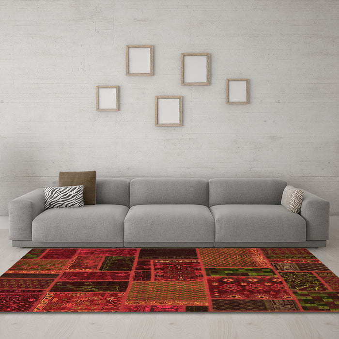 Machine Washable Oriental Orange Modern Area Rugs in a Living Room, wshabs5667org