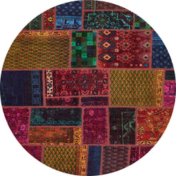 Round Machine Washable Abstract Burgundy Red Rug, wshabs5667
