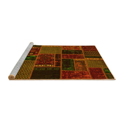 Sideview of Machine Washable Oriental Yellow Modern Rug, wshabs5667yw