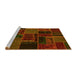 Sideview of Machine Washable Oriental Yellow Modern Rug, wshabs5667yw