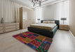 Abstract Burgundy Red Oriental Rug in a Bedroom, abs5667