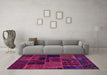 Machine Washable Oriental Pink Modern Rug in a Living Room, wshabs5667pnk