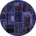 Round Oriental Blue Modern Rug, abs5668blu