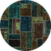 Round Oriental Turquoise Modern Rug, abs5668turq