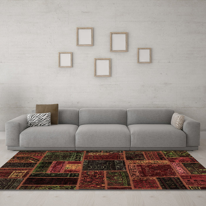 Machine Washable Oriental Brown Modern Rug in a Living Room,, wshabs5668brn