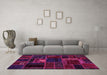 Machine Washable Oriental Pink Modern Rug in a Living Room, wshabs5668pnk