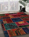 Abstract Reddish Brown Oriental Rug in Family Room, abs5668