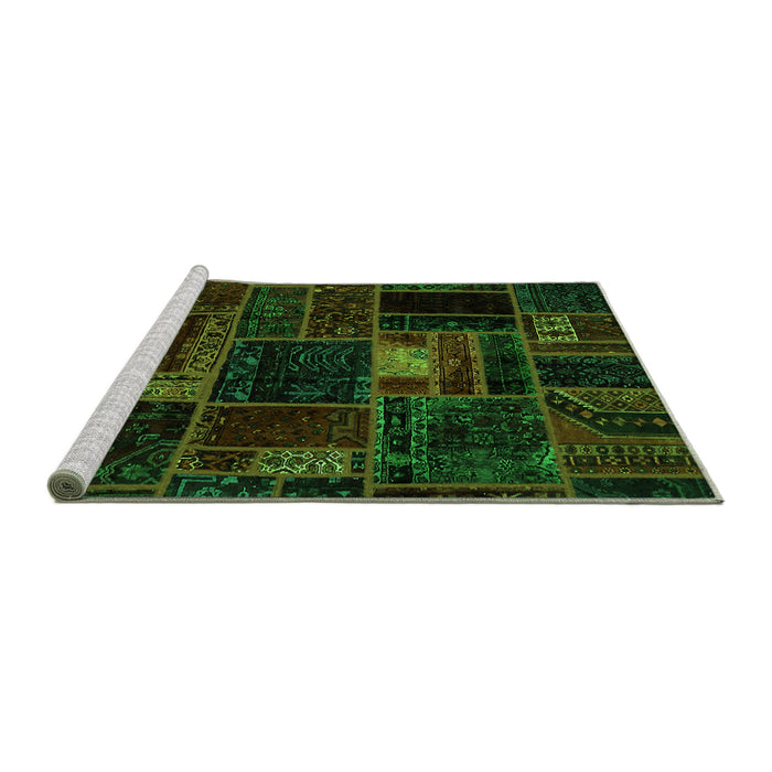Sideview of Machine Washable Oriental Green Modern Area Rugs, wshabs5668grn