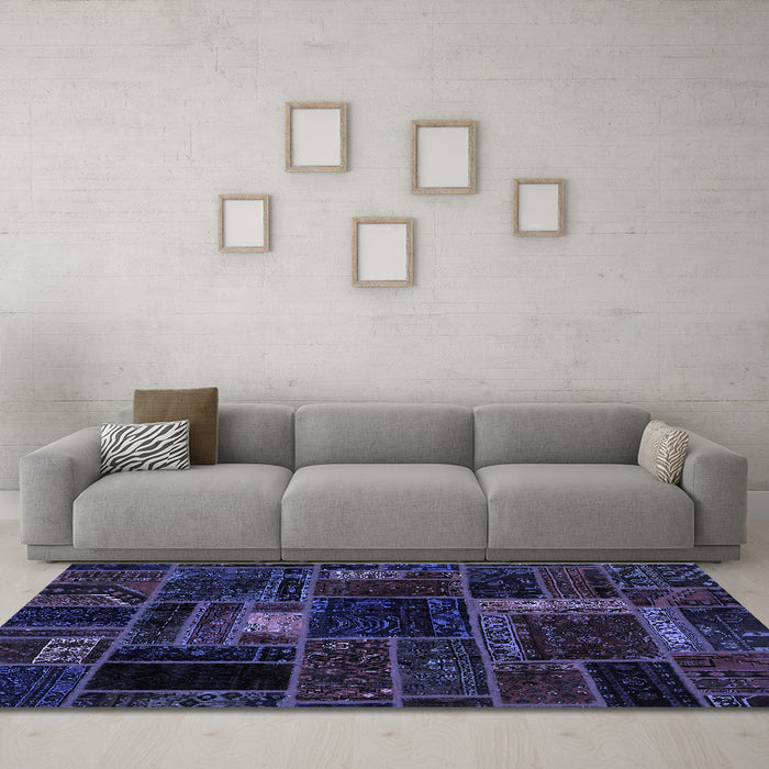 Machine Washable Oriental Blue Modern Rug in a Living Room, wshabs5668blu