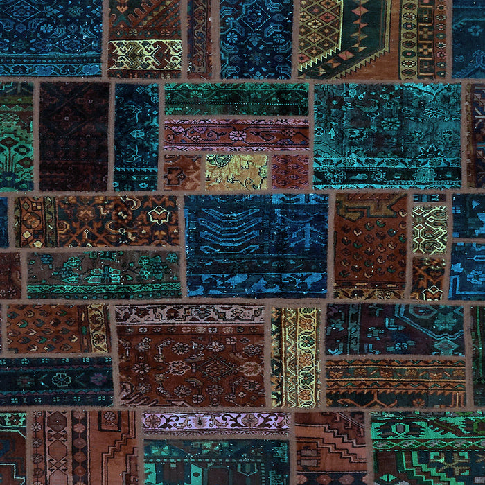 Square Machine Washable Oriental Light Blue Modern Rug, wshabs5668lblu