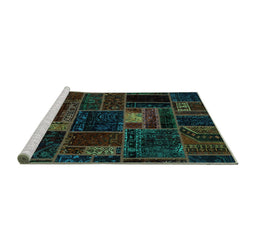 Sideview of Machine Washable Oriental Turquoise Modern Area Rugs, wshabs5668turq