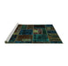 Sideview of Machine Washable Oriental Turquoise Modern Area Rugs, wshabs5668turq