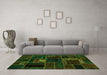 Machine Washable Oriental Green Modern Area Rugs in a Living Room,, wshabs5668grn