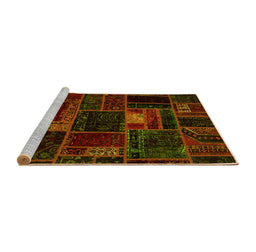 Sideview of Machine Washable Oriental Yellow Modern Rug, wshabs5668yw