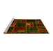 Sideview of Machine Washable Oriental Yellow Modern Rug, wshabs5668yw