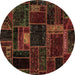 Round Oriental Brown Modern Rug, abs5668brn