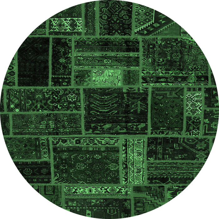 Round Oriental Emerald Green Modern Rug, abs5668emgrn
