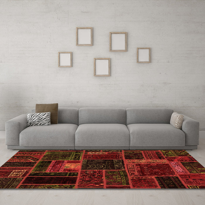 Machine Washable Oriental Orange Modern Area Rugs in a Living Room, wshabs5668org