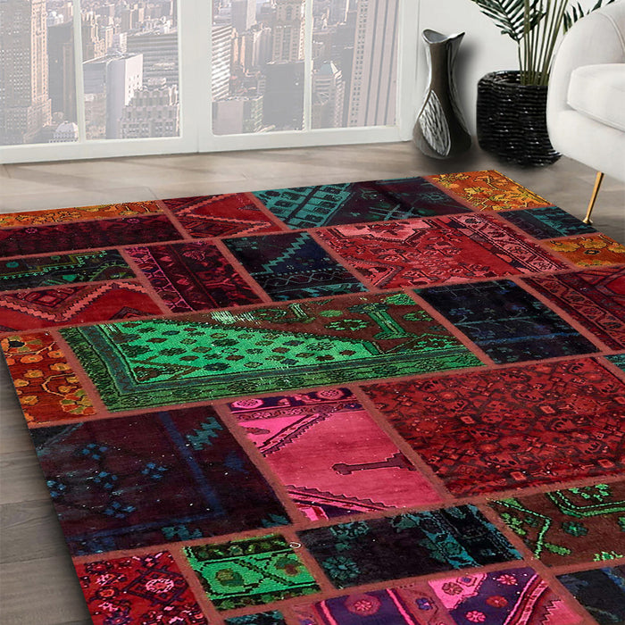 Machine Washable Abstract Dark Brown Rug in a Family Room, wshabs5669