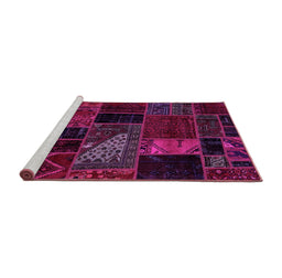 Sideview of Machine Washable Oriental Pink Modern Rug, wshabs5669pnk