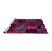 Sideview of Machine Washable Oriental Pink Modern Rug, wshabs5669pnk