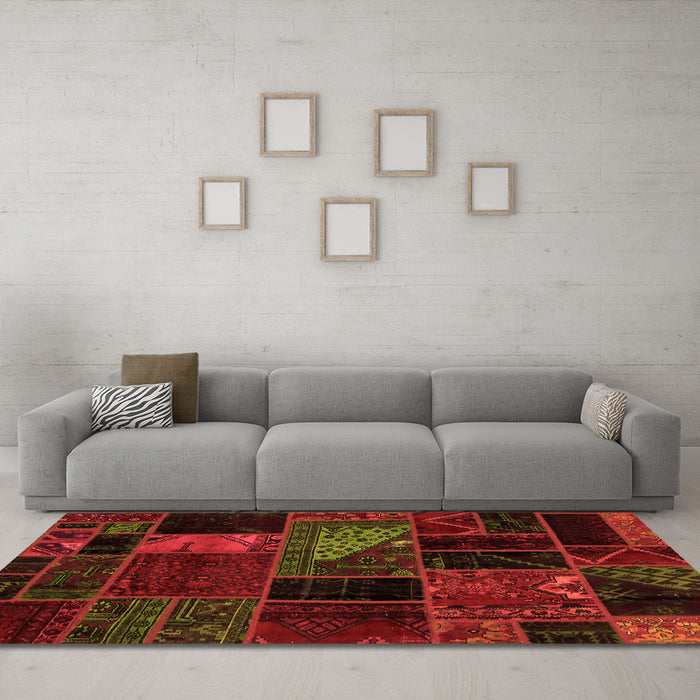 Machine Washable Oriental Orange Modern Area Rugs in a Living Room, wshabs5669org