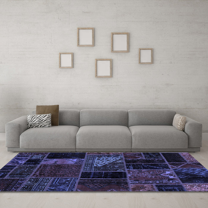 Machine Washable Oriental Blue Modern Rug in a Living Room, wshabs5669blu