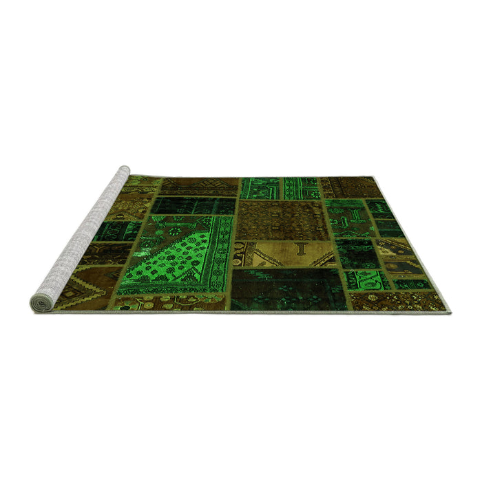 Sideview of Machine Washable Oriental Green Modern Area Rugs, wshabs5669grn