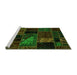 Sideview of Machine Washable Oriental Green Modern Area Rugs, wshabs5669grn